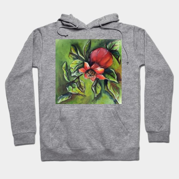 drawing pomegranate Hoodie by Art by Taya 